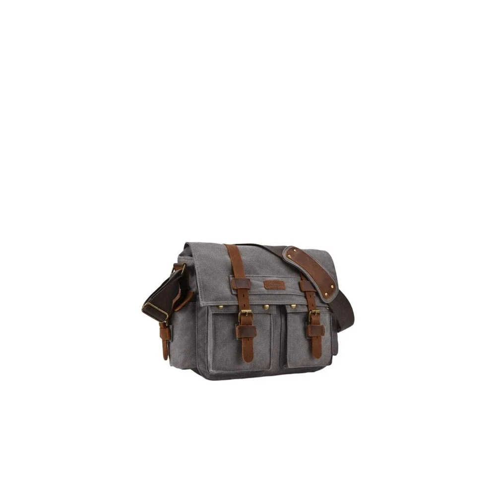 Gray and Brown Laptop Bag